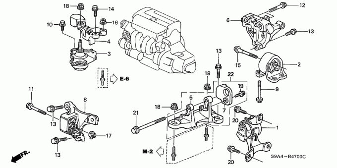 Soportes de motor de goma derechos delanteros Honda Civic CRV 2002-2005 2,0 L 2,4 L OEM# 50840-S7C-000