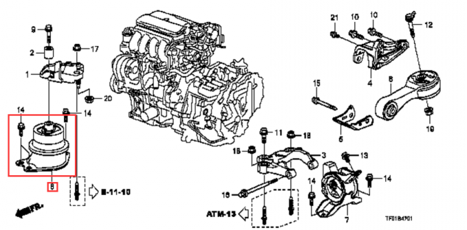 Las piezas de goma Honda City del coche del soporte de motor del lado 50822-TF0-J02 cupieron 2008-2012 1,5 L 50822-TG0-J02