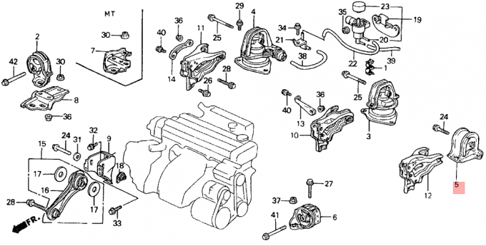 Soportes de motor de goma posteriores 50810-SM4-000/010 Honda Accord 1990-1993 2,0 L aislador del motor de la TA