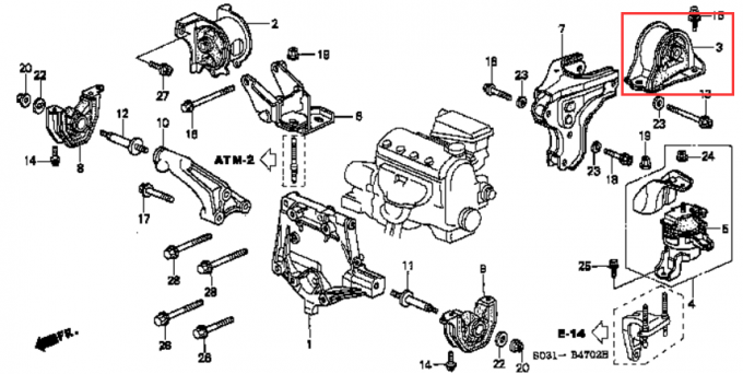 Soportes de motor de goma posteriores del sistema completo 50810-SR3-983 Honda Integra 1998 CRV 1992 1.5L cívico 1.6L EK2