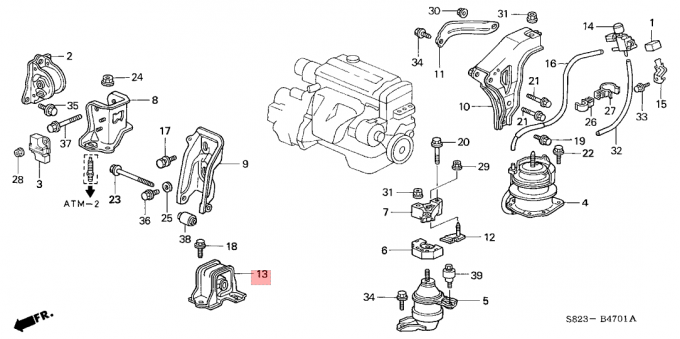 Tape los soportes de motor de goma delanteros Honda Accord 1998-2002 2,3 L 50840-S84-305 automático