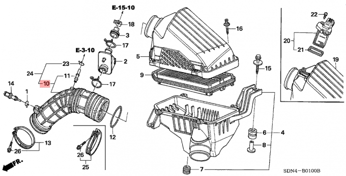 RAA de goma 2003-2007 del motor 17228 del tubo de flujo de aire de la manguera de la toma de aire de Honda Accord 2.4L A00